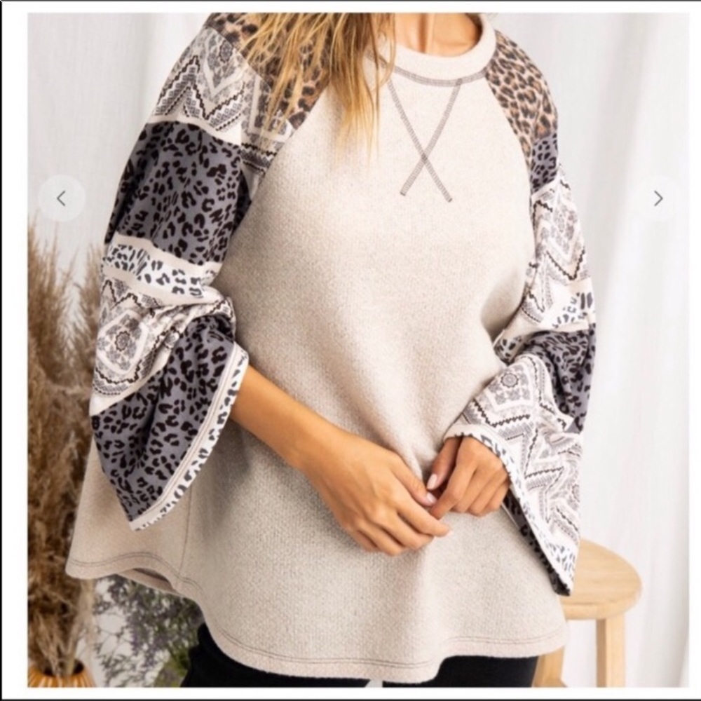 New!  Boho Contrast Tunic Top Sizes S, M